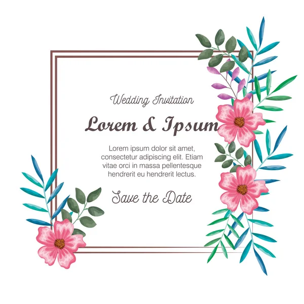 Einladungskarte mit Blumenschmuck — Stockvektor