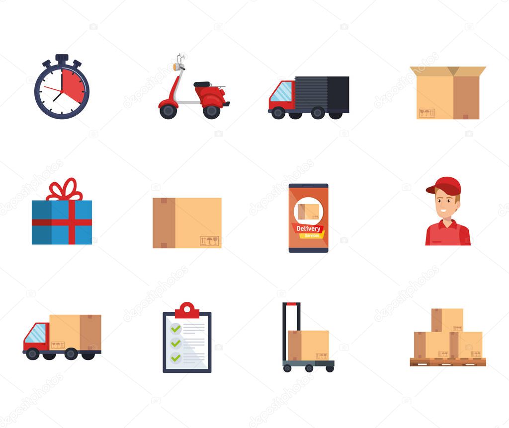 delivery service set icons