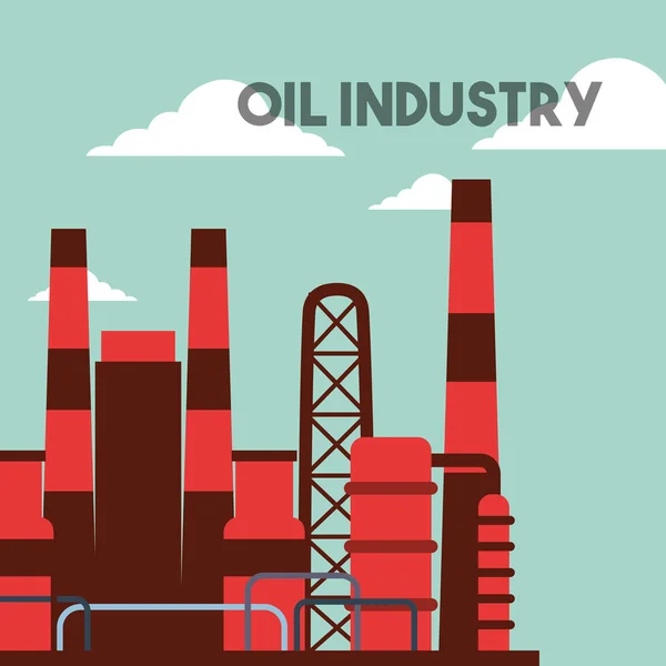 Fábrica planta edificios industria petrolera — Archivo Imágenes Vectoriales