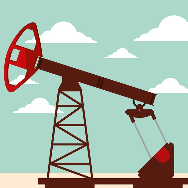 Oljeindustrin pump jack arbetar — Stock vektor