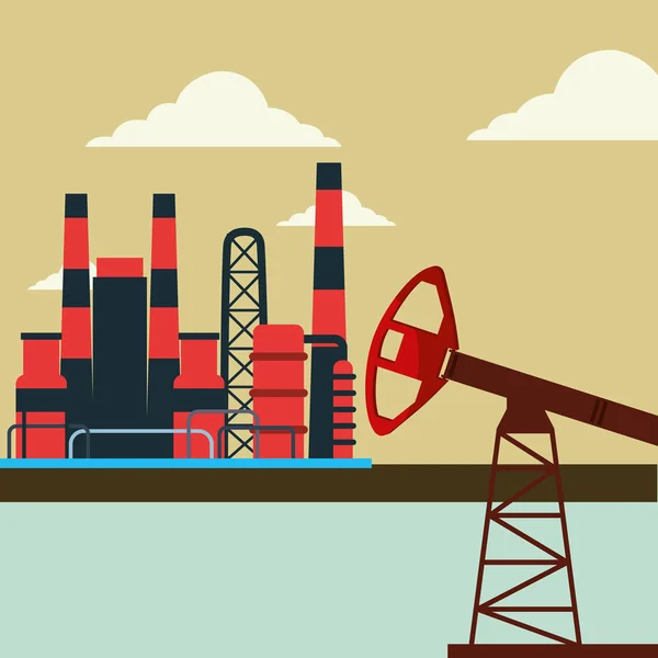 Fabbrica impianto pompa gas industria petrolifera — Vettoriale Stock