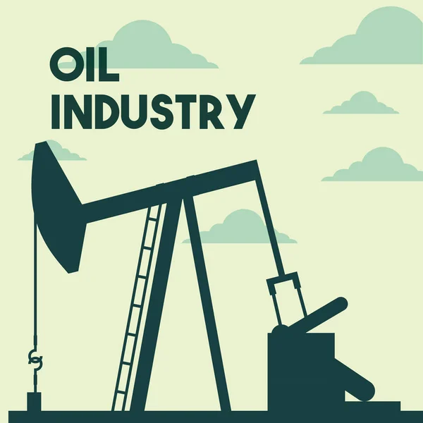 Siluet pompa jack üretim petrol sanayi — Stok Vektör