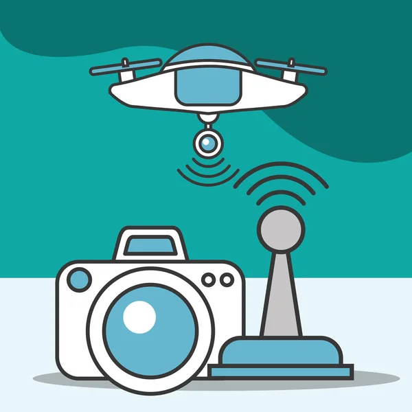 Drone Câmera Foto Antena Sinal Tecnologia Futurista — Vetor de Stock