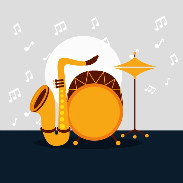 Instrumentos del festival de jazz — Vector de stock