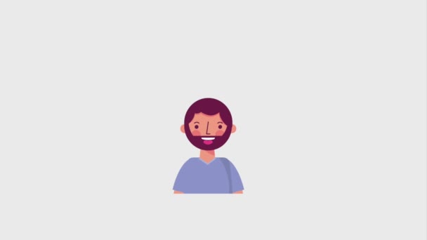 Barba personagem homem com bolhas de fala — Vídeo de Stock