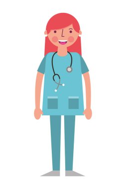 Steteskoplu üniformalı kadın doktor.