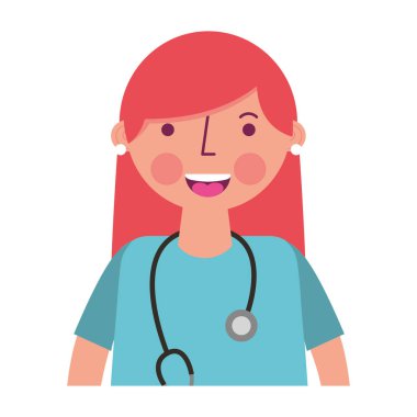 Steteskoplu üniformalı kadın doktor.