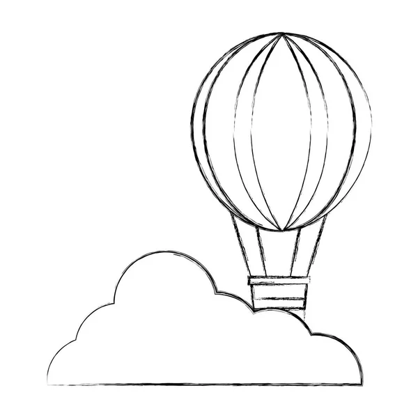 Globo de aire caliente volando con nube — Archivo Imágenes Vectoriales