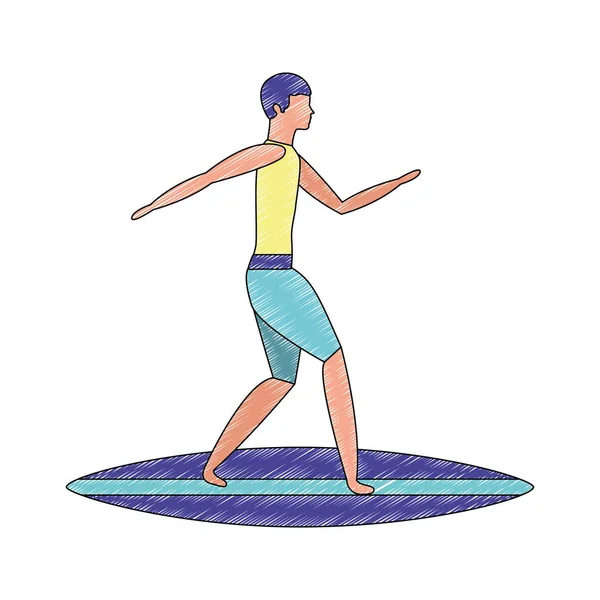 Man in surfplank avatar karakter — Stockvector