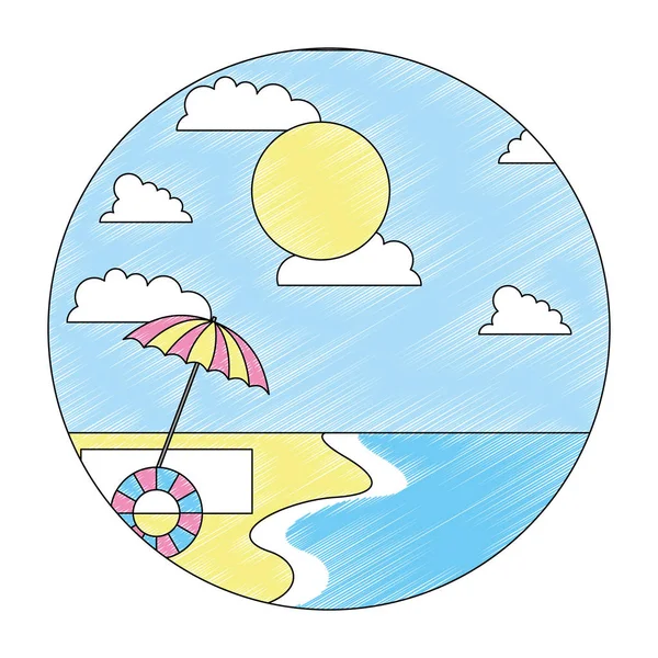 Пляжний пейзаж ізольована ікона — стоковий вектор