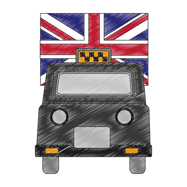 London taxi z flaga ikona na białym tle — Wektor stockowy