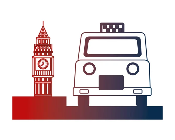 Englischer Taxiservice und Big Ben Symbol — Stockvektor