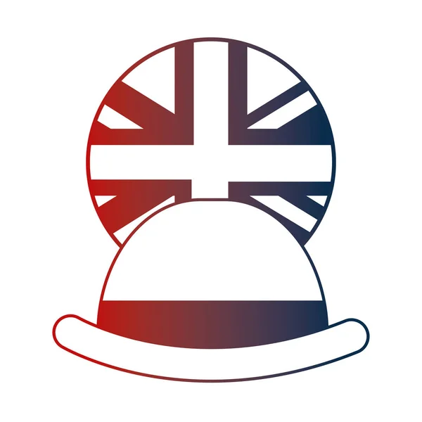 Melonik kapelusz elegancja angielska Flaga przycisk — Wektor stockowy