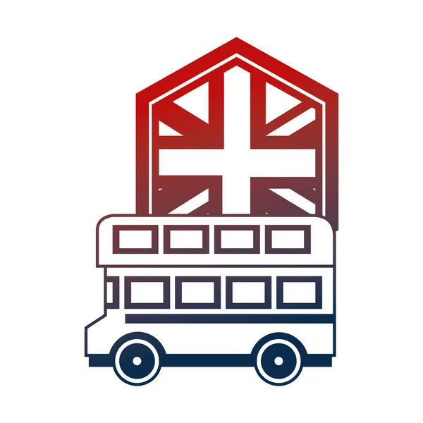 Wielka Brytania dwupokładowe autobus i flagi — Wektor stockowy