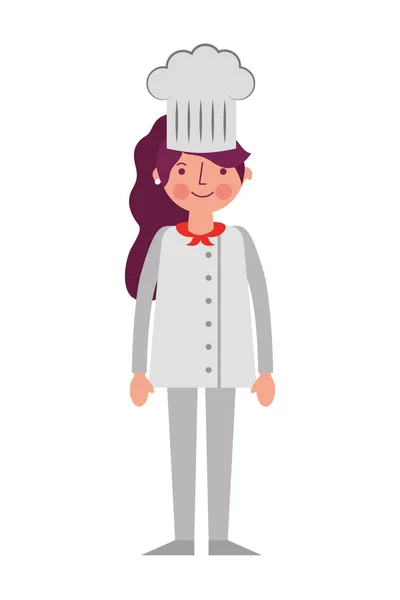 Chef woman female character with hat — Stock Vector