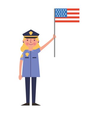 kadın polis memuru Amerikan holding İşçi Bayramı bayrak