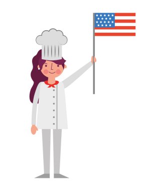 Şef kadın karakter Amerikan holding İşçi Bayramı bayrak