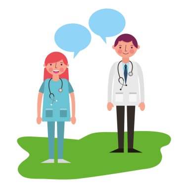 Doktor adam ve kadın profesyonel konuşuyor