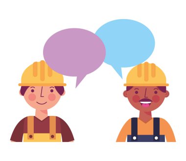 işçilerin inşaat portre konuşma balonu konuşuyor