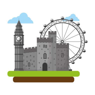 büyük ben kule antik kale ve panoramik tekerlek ile