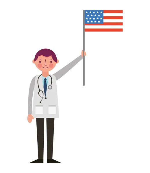 Dokter professioneel bedrijf Amerikaanse vlag dag van de arbeid — Stockvector