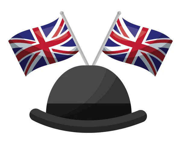 Gentleman hatt med flaggor av Storbritannien — Stock vektor