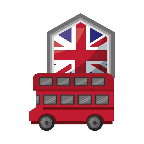Transport autobusowy z godło Flaga Wielkiej Brytanii — Wektor stockowy