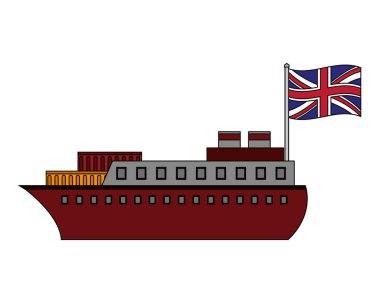 Gemi tekne ile Büyük Britanya bayrağı
