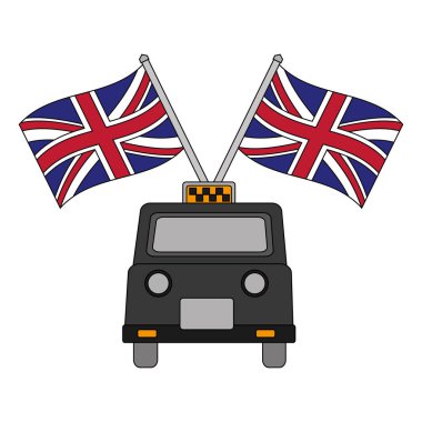 Büyük Britanya'nın bayraklı klasik taksi