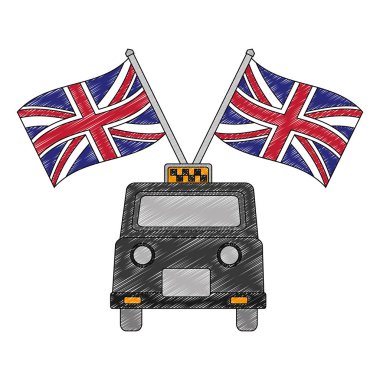 Büyük Britanya'nın bayraklı klasik taksi