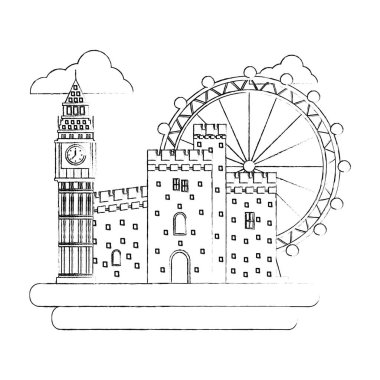 büyük ben kule antik kale ve panoramik tekerlek ile