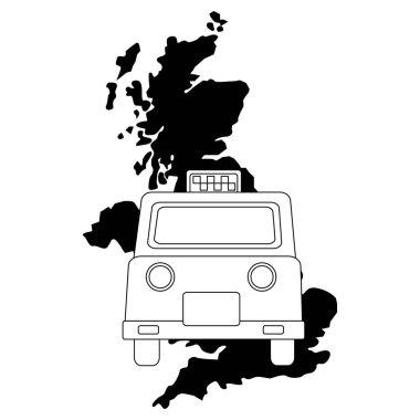 Klasik taksi vektör çizim tasarımı ile Büyük Britanya göster