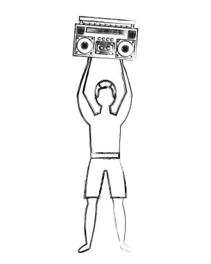 adam ile mayo ve retro müzik oyuncu