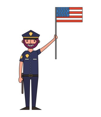 Memur polisi ABD bayrağı karakter simgesi