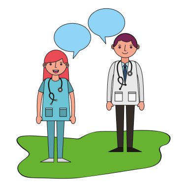 konuşma balonları doktorlarla tıbbi çift