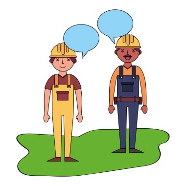 İnşaat oluşturucular konuşma balonları ile