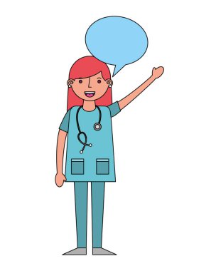 kadın doktor ile konuşma balonu