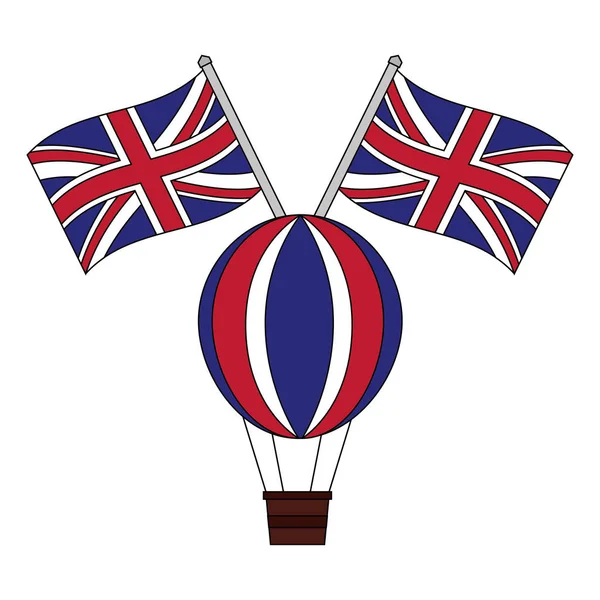 Balon powietrze gorące z flagi Wielkiej Brytanii — Wektor stockowy
