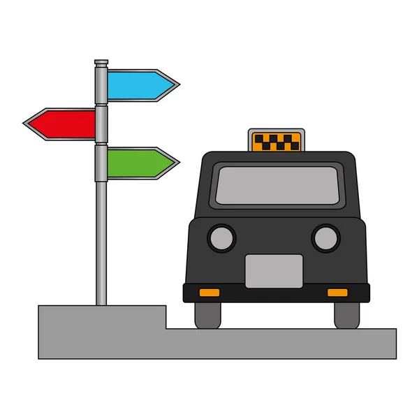 Taxi de Londres y señalización con flechas — Archivo Imágenes Vectoriales