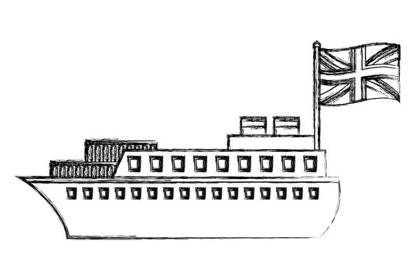 Barco de navio com bandeira de grande britânico — Vetor de Stock