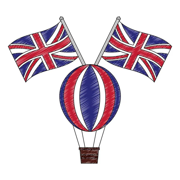 Balon powietrze gorące z flagi Wielkiej Brytanii — Wektor stockowy