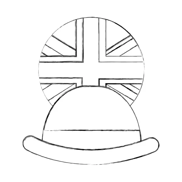 Pan w kapeluszu godło Flaga Wielkiej Brytanii — Wektor stockowy