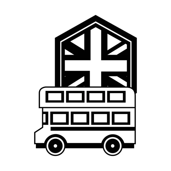 Bus transport with emblem of flag great britain — Stock Vector