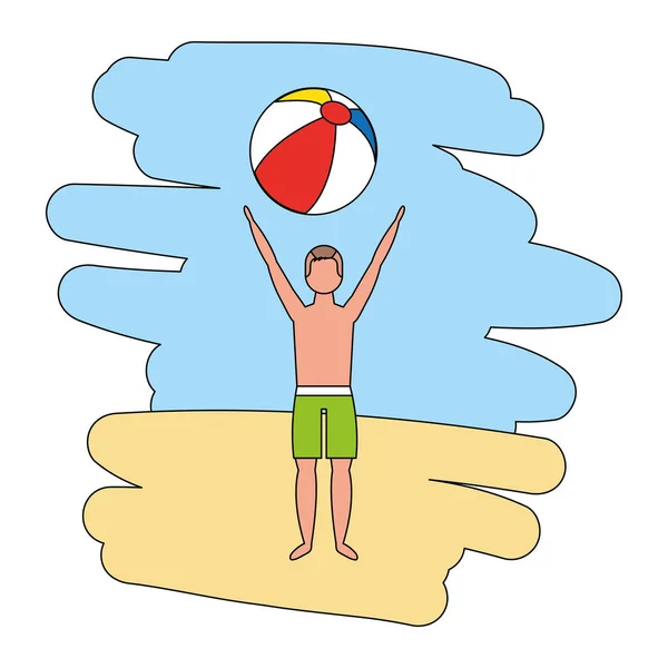 Hombre con globo de playa — Archivo Imágenes Vectoriales