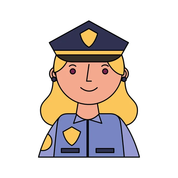 Woman officer police character icon — Stock Vector