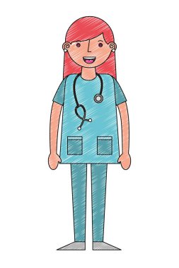 Steteskoplu üniformalı kadın doktor.