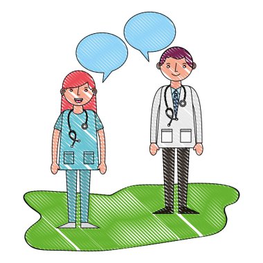 Doktor adam ve kadın profesyonel konuşuyor