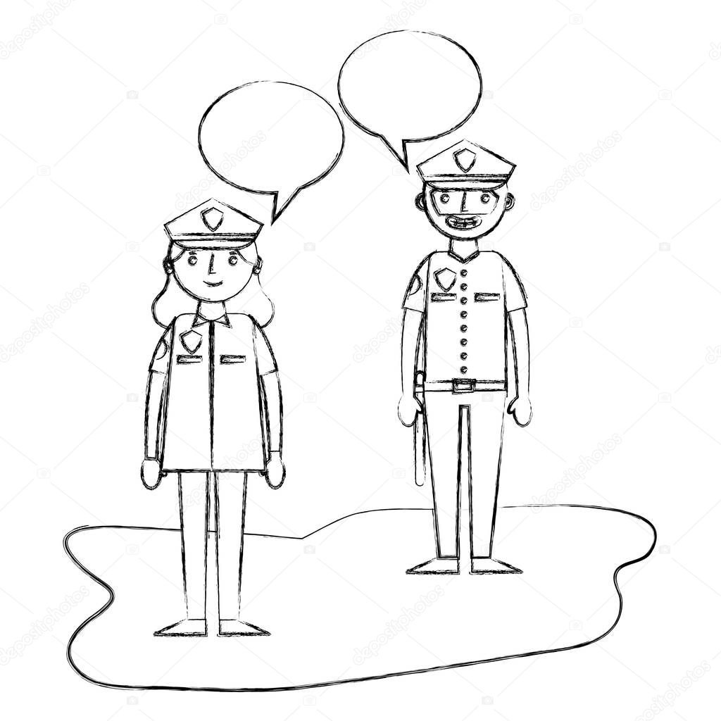 woman and man police officer talking