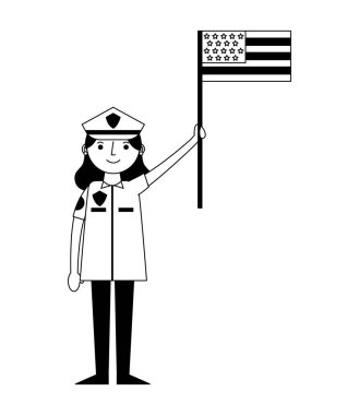 kadın memur polisi ABD bayrağı karakter simgesi