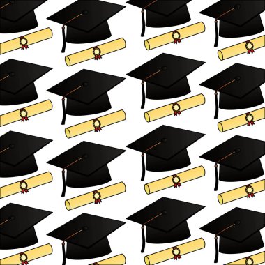 parşömen diploma ve şapkalar mezuniyet desen